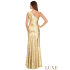 One shoulder pailletten maxi jurk - Goud